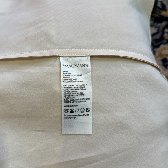 STUNNING Zimmermann Cream Long Sleeve Wrap Dress with Shining Gold Accents - Picture 16 of 16